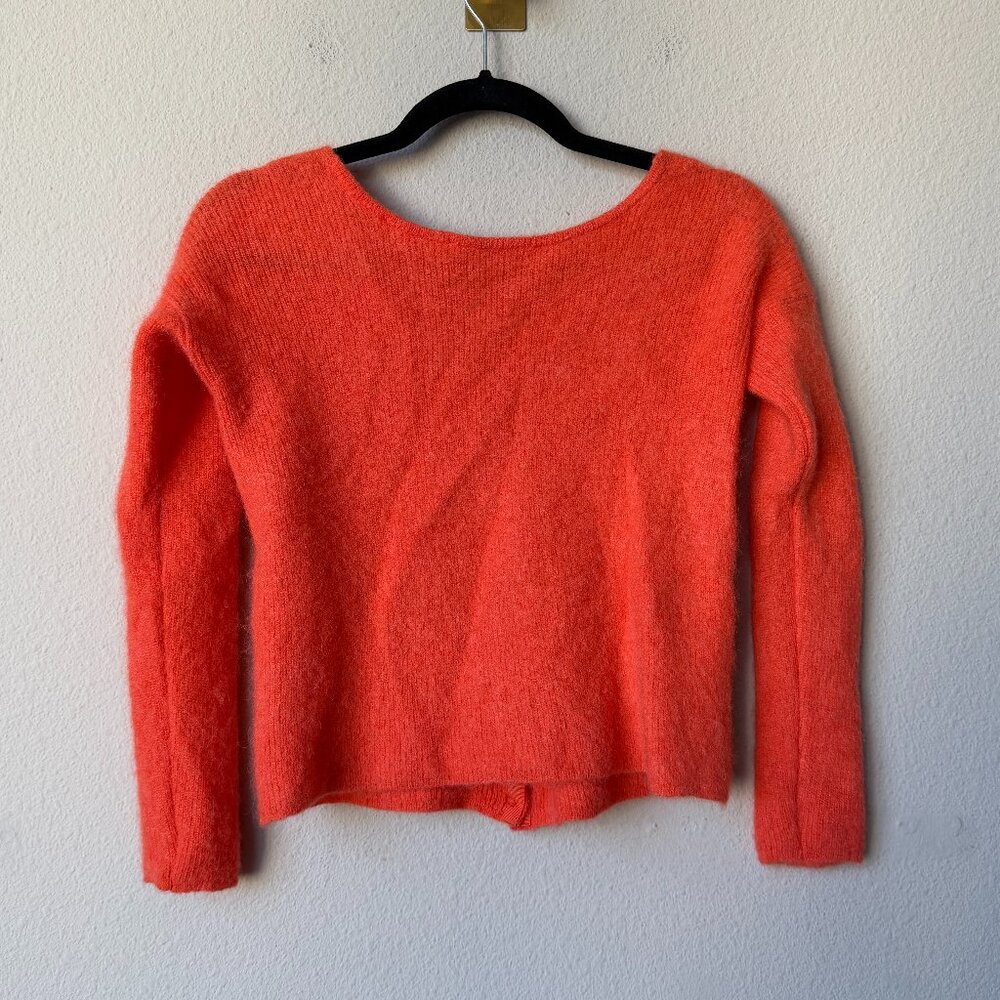 Sézane Barry Cardigan Sweater in Orange Mohair Blend Size XXS - Picture 3 of 5